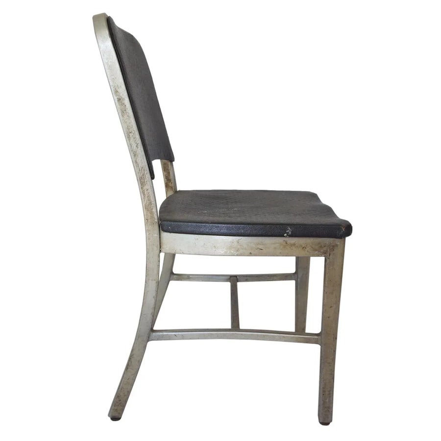 Vintage Emeco Upholstered Aluminum Navy Chair | Chairish