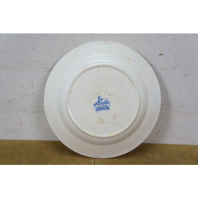 Antique Petrus Regout Dutch Maastricht Oriental Blue Transferware Dinner Plate 10" For Sale - Image 10 of 11