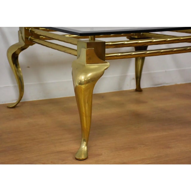 Modern Brass & Glass Modern Labarge Square Coffee Table For Sale - Image 3 of 10