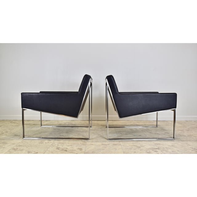 Black Contemporary Fabien Baron for Bernhardt Design B3 Leather Lounge Chairs – A Pair For Sale - Image 8 of 13