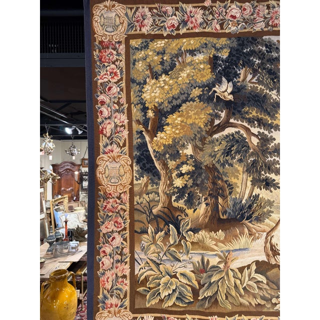 French 19th Century French Handwoven Aubusson Verdure Wall Tapestry For Sale - Image 3 of 11