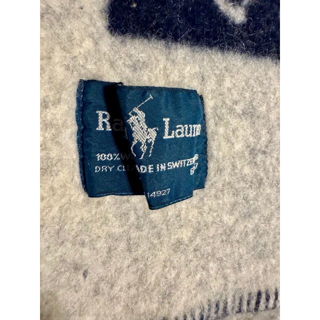 Ralph Lauren Ralph Lauren Polo Equestrian Motif Wool Blanket – Navy & Cream For Sale - Image 4 of 9