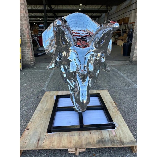 Triceratops Sculpture in Stainless Steel For Sale - Image 3 of 12