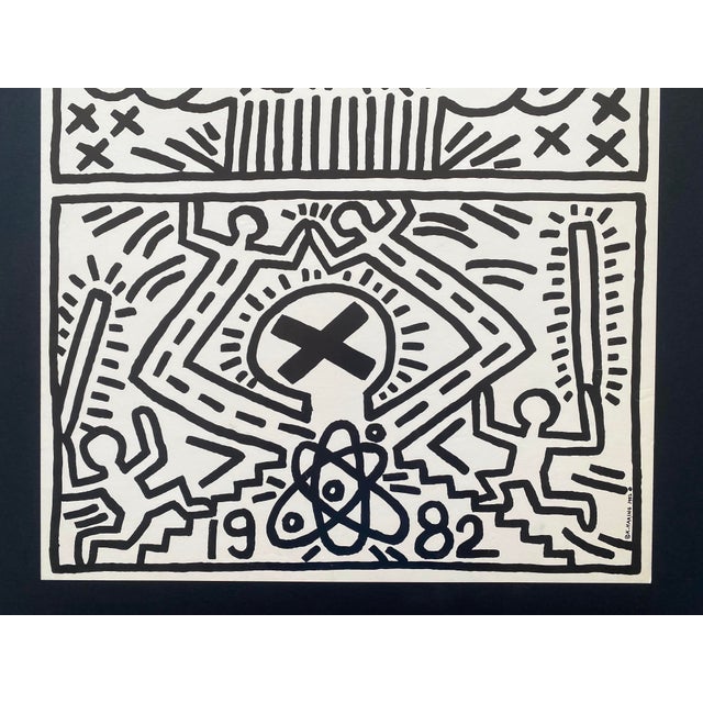 Keith Haring Keith Haring Vintage 1982 Lithograph Print " Nuclear Disarmament " Framed Pop Art Poster For Sale - Image 4 of 15