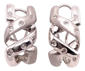 14 Karat White Gold French Back Fashion Earrings With Round Diamonds 0.25 TDW