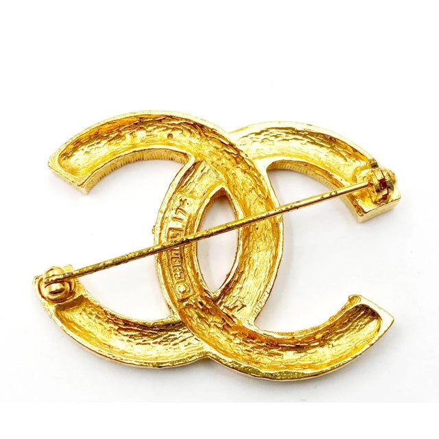 CHANEL*CCブローチ*ゴールド＆クリスタル Chanel Vintage Classic Gold Plated CC Silver Crystal Brooch