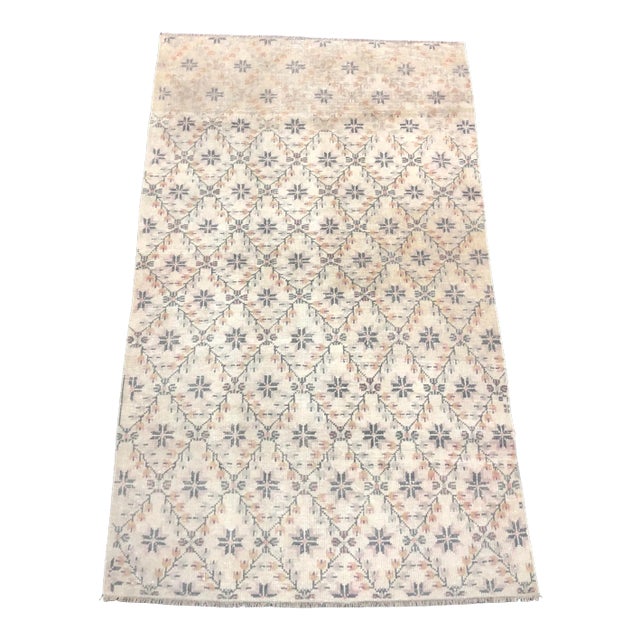 1960s Home Turkish Oushak Handmade Beige Rug For Sale