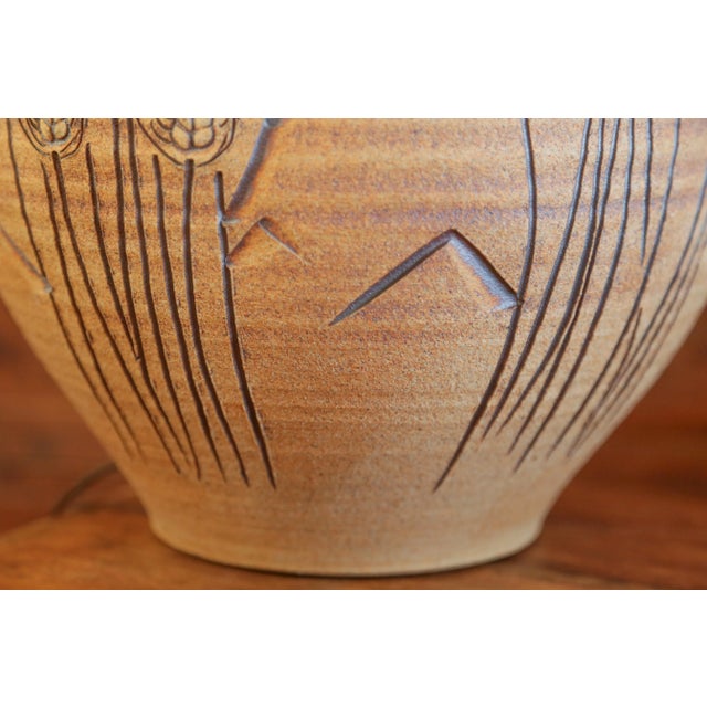 1970 'Wishon-Harrell' California Studio Pottery Earthenware Table Lamp, Mid-Century Stoneware For Sale In San Diego - Image 6 of 17