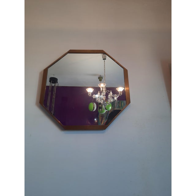 Metal Octagonal Brass Wall Mirror, 1970s For Sale - Image 7 of 10