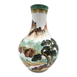 Late 20th Century Chinoiserie Famille Verte Globular Vase
