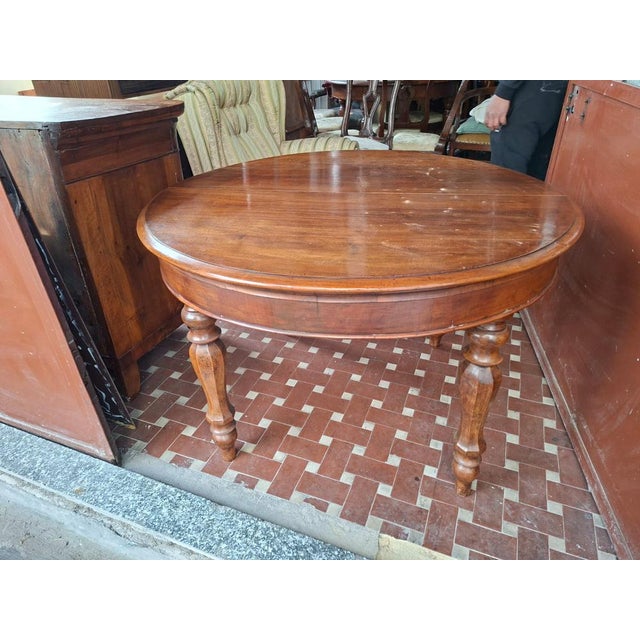Antique Round Extendable Table in Wood, 1850 For Sale - Image 9 of 11