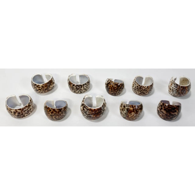 Vintage Tiger Cowrie Shell Napkin Rings, S/10 For Sale - Image 4 of 9