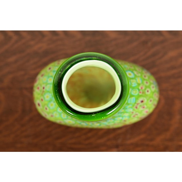 Late 20th Century Ann Primrose Cristalleria d'Arte Italian Millefiori Murano Glass Vase For Sale - Image 5 of 13