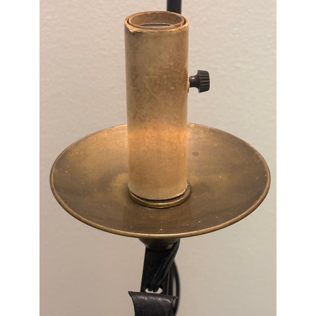 Antique Early 20th Century American Wrought Iron Bridge Arm Floor Lamp For Sale - Image 4 of 18