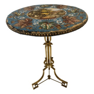 French Beaded Top Wrought Iron Table by Maison Huret, Circa 1865 For Sale