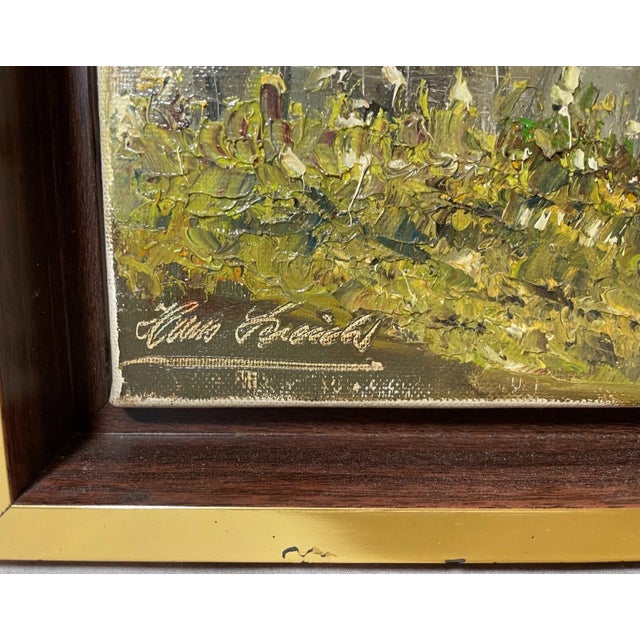 Realism Vintage Original Hans Leich Oil Painting Realism Pond Landscape on Canvas For Sale - Image 3 of 12