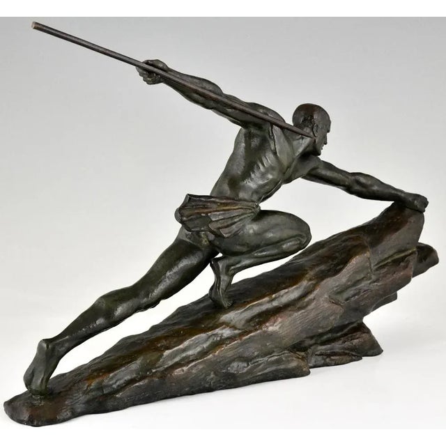 Pierre Le Faguays, Art Deco Athlete with Spear, 1927, Bronze For Sale - Image 3 of 12