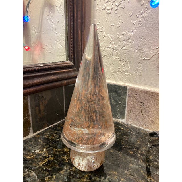 1980s Vintage Ars Cenedese Murano Art Glass Gold Sommerso Tabletop Christmas Tree Sculpture 24k Gold Flecks 1980s Pristine For Sale - Image 5 of 11