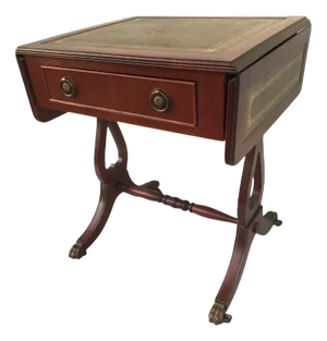 Extendable Coffee Table with Drawer and Leather Top, 1950s