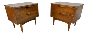 Mid-Century Modern Walnut Nightstands - Set of 2