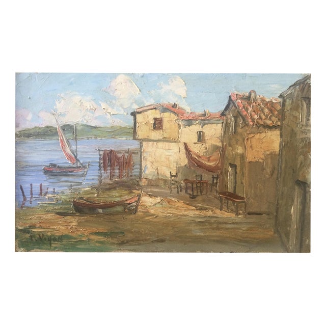 Louis Jacques Le Vigon, Martigues, Oil on Cardboard For Sale