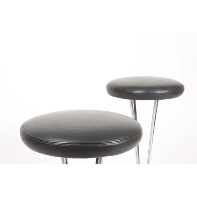 Fritz Hansen Set of Mid-Century Patinated Leather Barstools by Piet Hein for Fritz Hansen, 1960s For Sale - Image 4 of 10