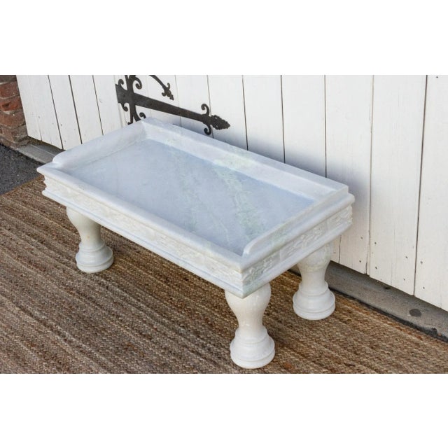 Floral Handcarved Marble Trough Coffee Table For Sale - Image 10 of 13