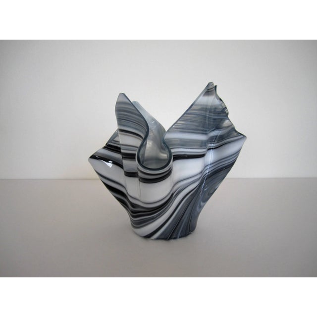 Modern Black and White Handkerchief Vase in the Style of Venini For Sale - Image 3 of 11