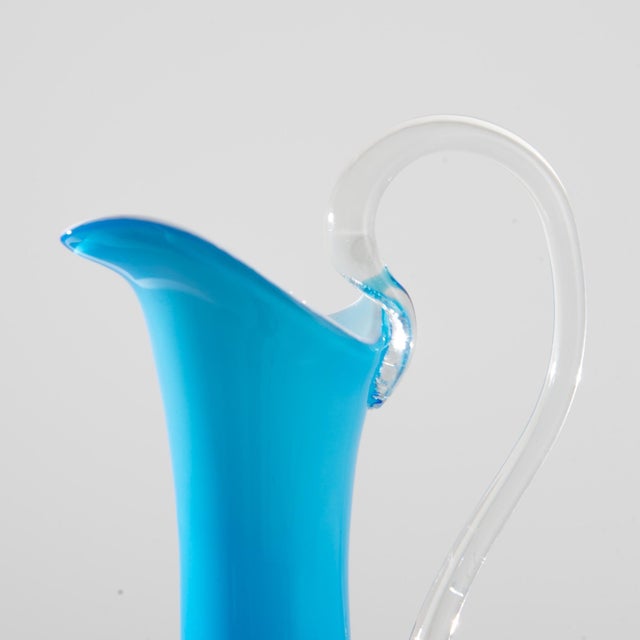 Mid-Century Modern 1960s Italian Blue Glass Jug For Sale - Image 3 of 18