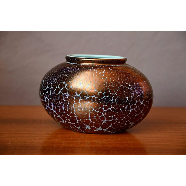 Vintage West German Ceramic Vase with Iridescent Copper Luster, 1960s For Sale - Image 3 of 7