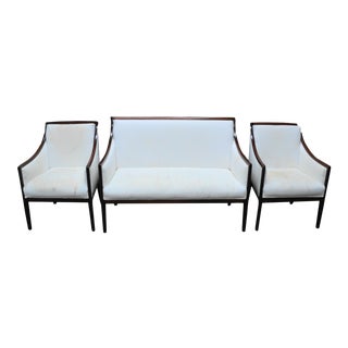 French Sofa With Two Club Chairs Modern in the Style of j.m.f - 3 Pieces For Sale