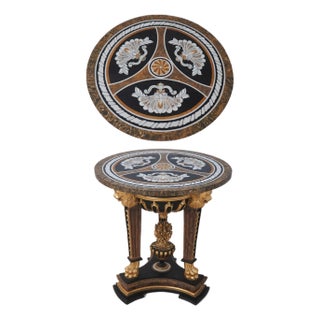 Italian Vintage Pietra Dura Marble Round Table For Sale