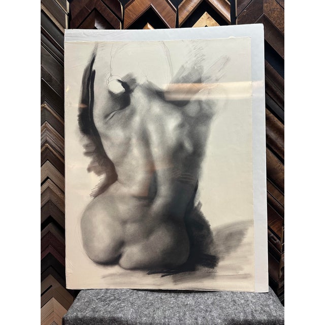 This striking 40x30-inch charcoal drawing by artist B. Castaneda masterfully captures the raw beauty of the human form....