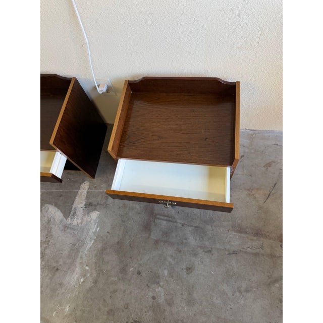 Mid 20th Century Pair of Mid 20th Century Danish Teak Nightstands by Denka – Vintage Scandinavian Bedside Tables For Sale - Image 5 of 8