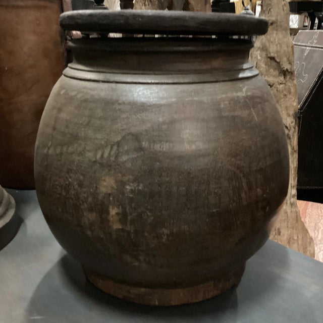 Early 20th Century Indian Wooden Vessel With Visible Wood Grain For Sale In Atlanta - Image 6 of 12