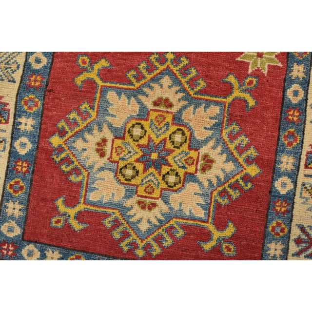 Kazak Runner 2’10” X 9’9” Red Wool Tribal Hand-Knotted Oriental Rug For Sale - Image 4 of 13