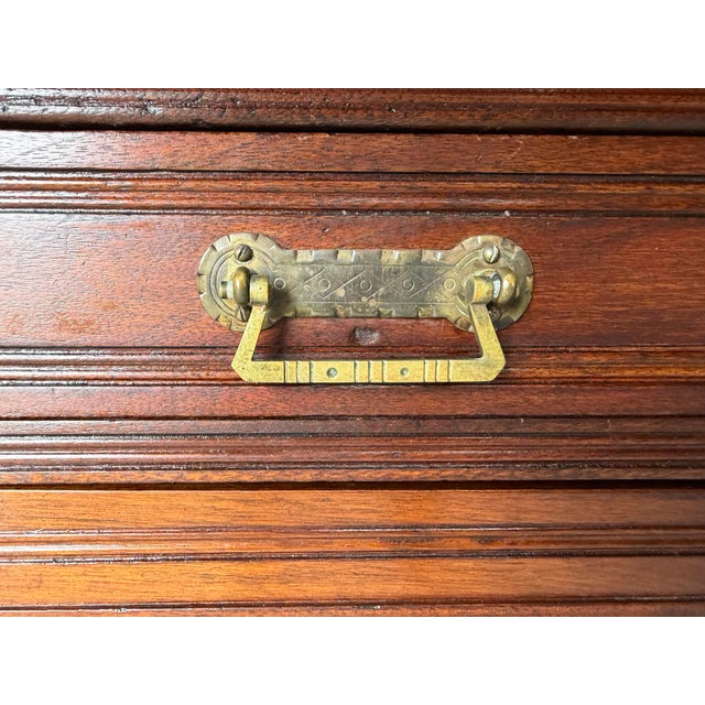 Brown Antique Edwardian Solid Mahogany Carved Buffet / Sideboard Cabinet With Floral Motifs For Sale - Image 8 of 12