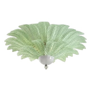 Venetian Leaves Flush Mount in Green Murano Glass by Simoeng For Sale