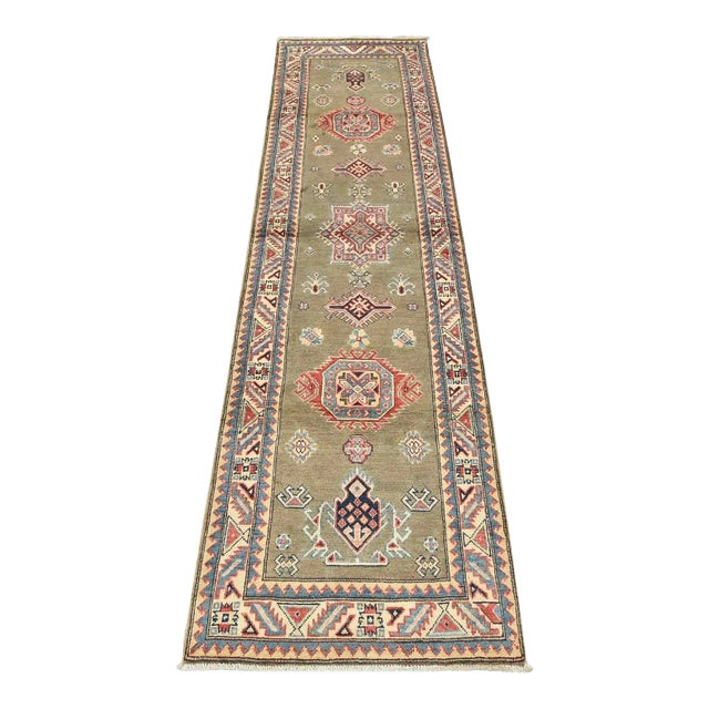 Kazak Runner 2’8” X 9’8” Brown Wool Tribal Hand-Knotted Oriental Rug For Sale