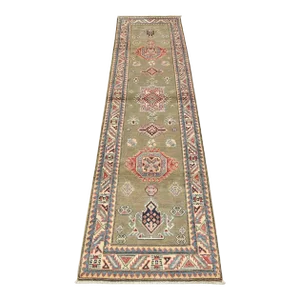 Kazak Runner 2’8” X 9’8” Brown Wool Tribal Hand-Knotted Oriental Rug