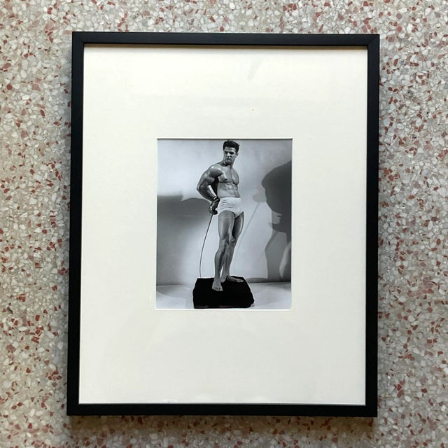 Mid 20th Century Mid 20th Century Vintage Boho Bruce of La Photograph of Man With Fencing Sword For Sale - Image 5 of 6