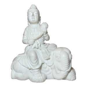 1990s Carved Chinese Marble Stone Samantabhadra Bodhisattva Dehua Sculpture Statue