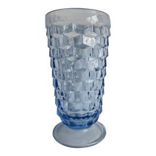 Vintage Indiana Glass Colony Whitehall Cubist Ice Blue Tumblers 6" - Set of 8 For Sale