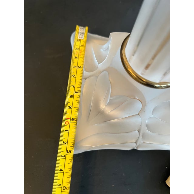 Rare Vintage 1970's Lalique France Frosted Crystal Olympia Table Lamp For Sale - Image 9 of 11