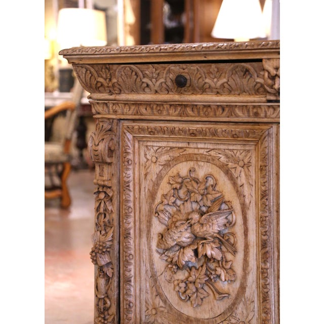 Mid 19th Century 19th Century French Black Forest Carved Bleached Oak Buffet With Love Birds For Sale - Image 5 of 12
