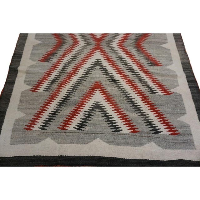 1920s Antique Artistic Tribal Geometric Flatweave Native American Navajo Rug For Sale - Image 9 of 9