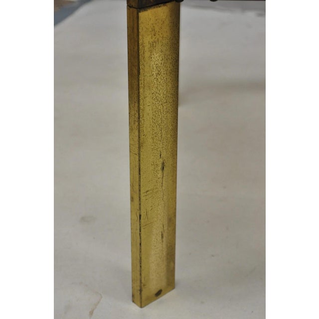 Vintage Lane Mid Century Modern Sculpted Brass Metal Wood Glass Top Coffee Table For Sale - Image 9 of 14