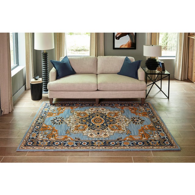 Textile Ibiza Blue Area Rug 5' X 8' For Sale - Image 7 of 8