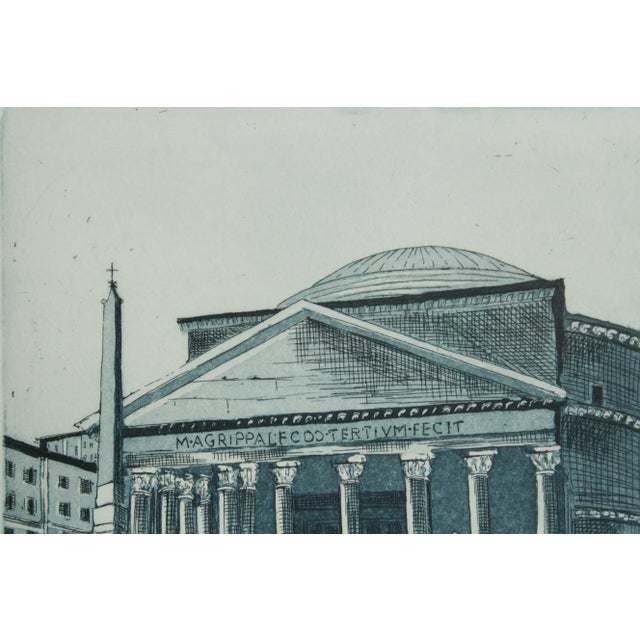 Italian Fine Art Etching of The Pantheon, Signed For Sale - Image 10 of 13