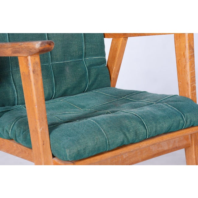 Wood Oak Armchair attributed to Jan Vanek, Czechia, 1950s For Sale - Image 7 of 9